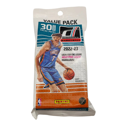 Basketball trading card pack featuring a player in a blue jersey with Panini branding.