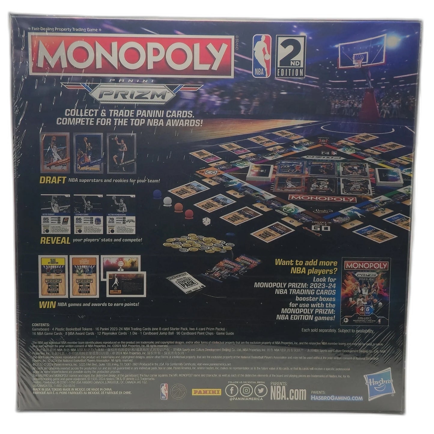 Monopoly NBA Prizm board game packaging with NBA logo