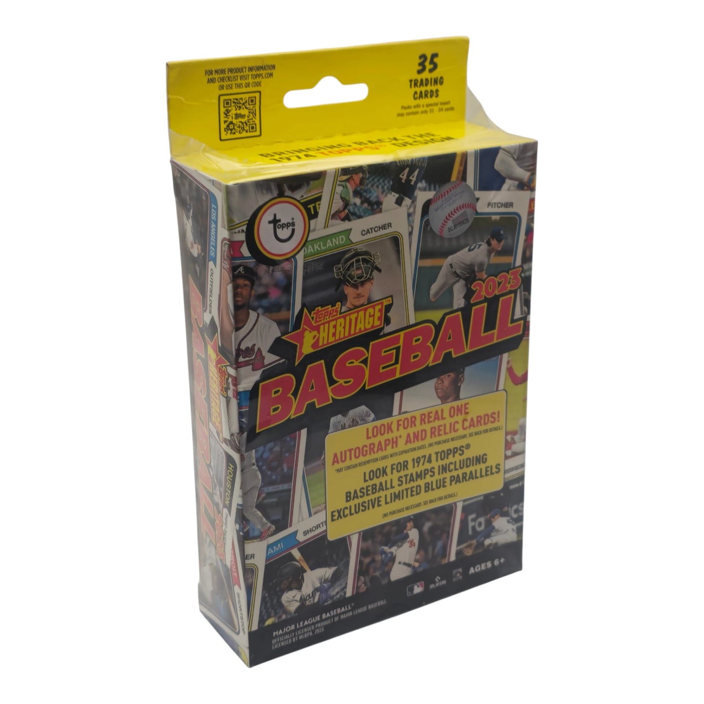 Baseball trading card pack with colorful design on a white background