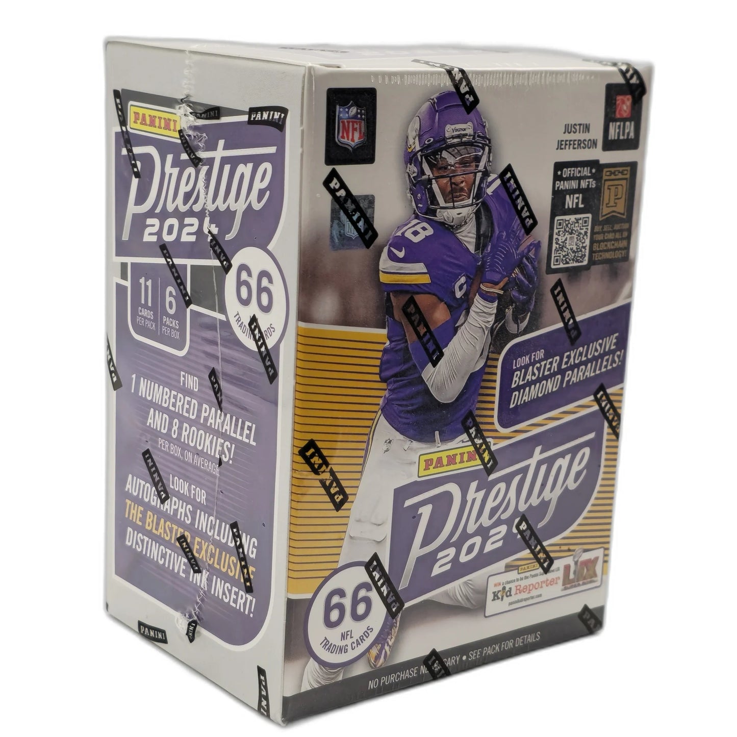 Panini Prestige 2021 trading card box with football player on the front