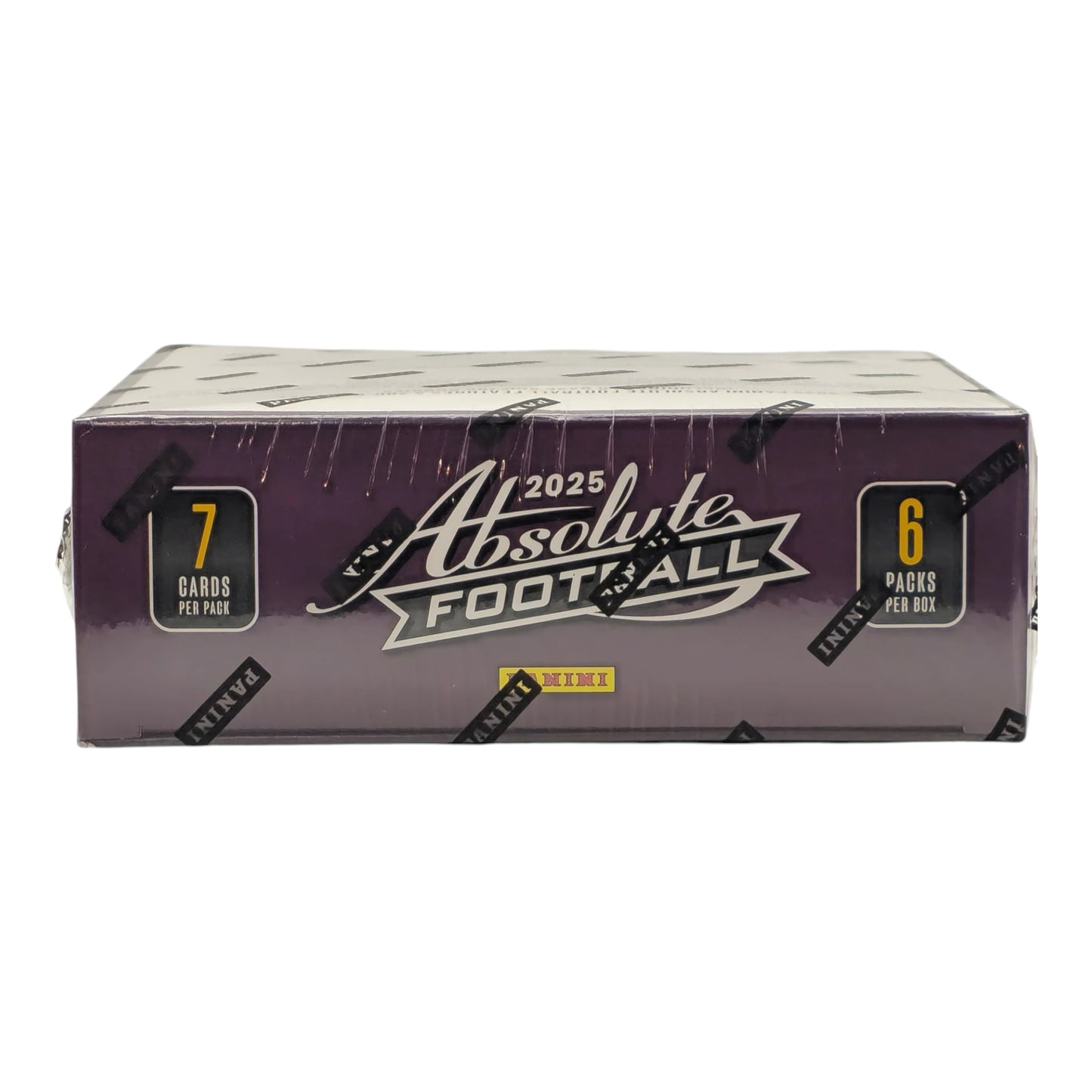 2025 Panini Absolute Football Mega Box — top panel, 7 cards per pack, 6 packs per box