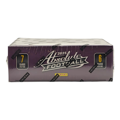 2025 Panini Absolute Football Mega Box — top panel, 7 cards per pack, 6 packs per box