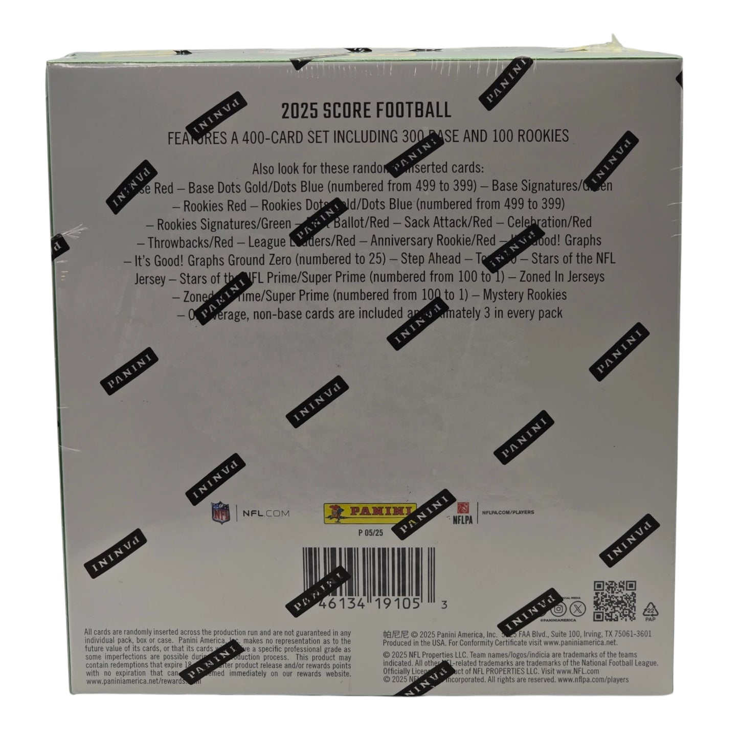 2025 Panini Score Football - Mega Box — back panel details