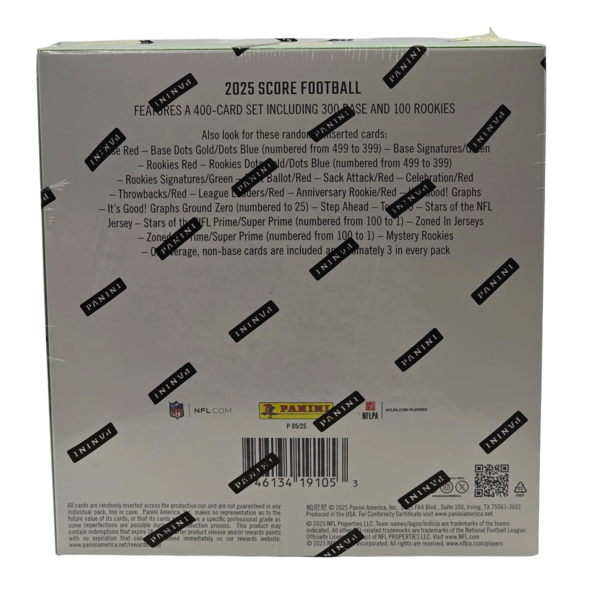 2025 Panini Score Football - Mega Box — back panel details