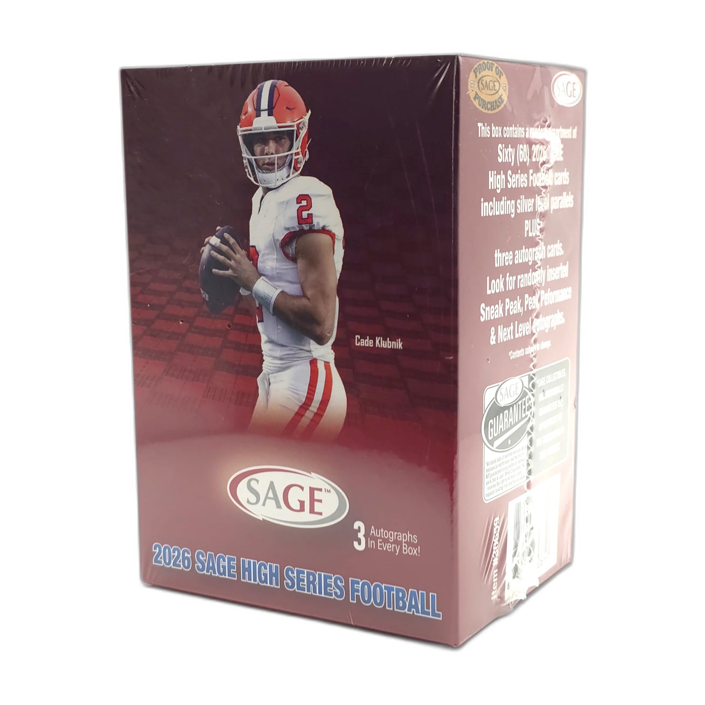 2026 Sage High Series Football – Blaster Box — back panel details