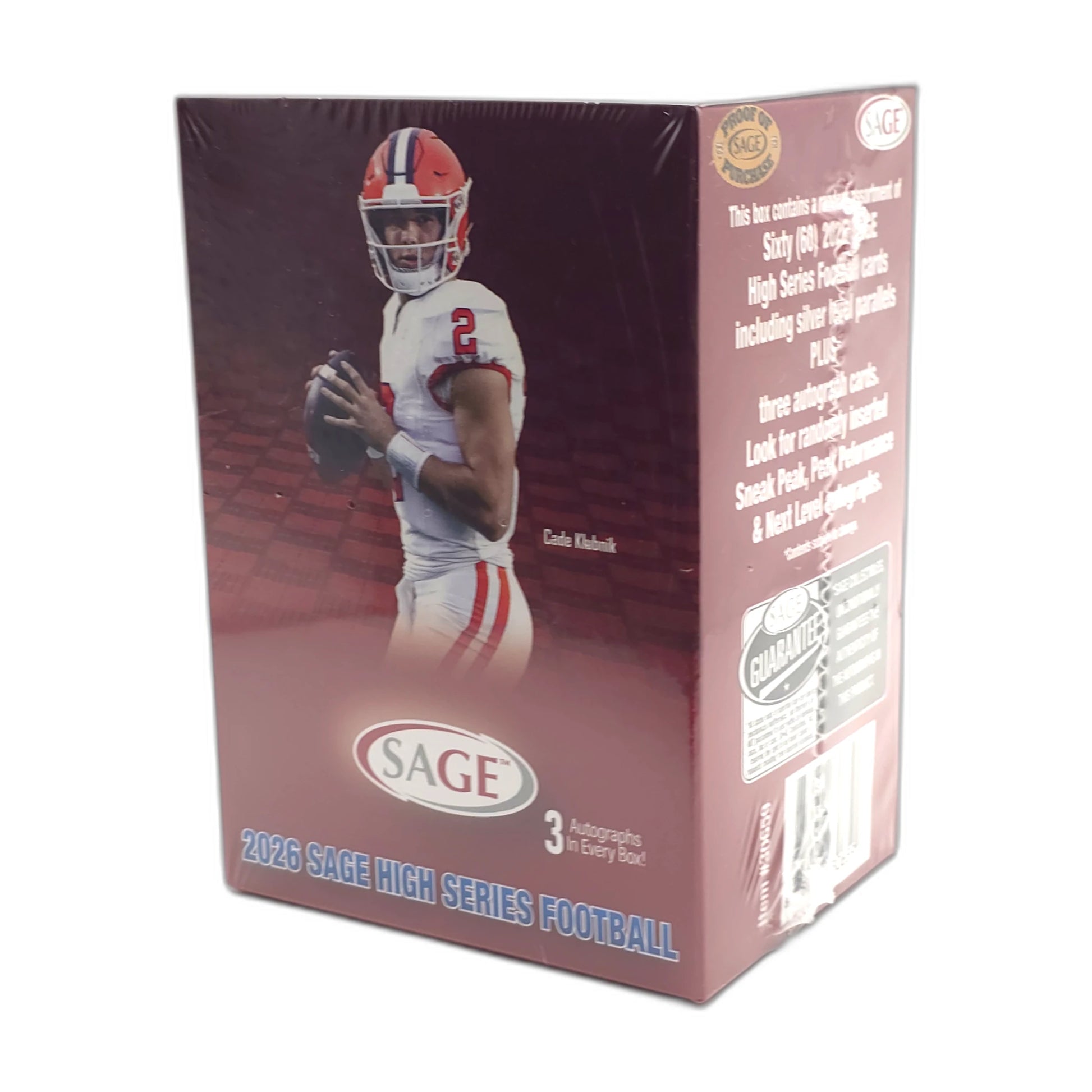 2026 Sage High Series Football – Blaster Box — top panel with pack configuration